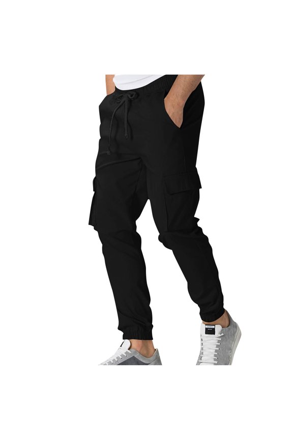 Mens Sweatpants, Cargo Sweatpants for Men Cargo Sweatpants Hombres ejercicio respirable dibujo cuerda Pantalones Cintura múltiples