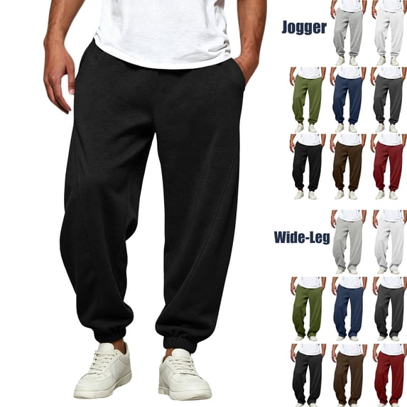 Mens Sweatpants Dqueduo Men's Solid Color Tapered Jogger Drawstring Pockets Sweatpants, S-XXXL Black XL