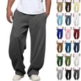 thumbnail image 1 of Mens Sweatpants Drawstring Elastic Waist Wide Leg Straight Leg Loose Fit Draped Casual Pockets Pants for Workout and Gym Wear, 1 of 6