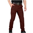 thumbnail image 1 of Mens Sweatpants Elastic Waist Casual Multi-Pocket Sports Pants Cargo Pants Trousers on Clearance Wine 4XL, 1 of 5