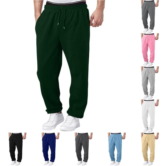 Mens Sweatpants Elastic Waist Drawstring Jogger Pants With Pockets Loose Straight Leg Casual Trousers For Everyday Casual Workout And Gym