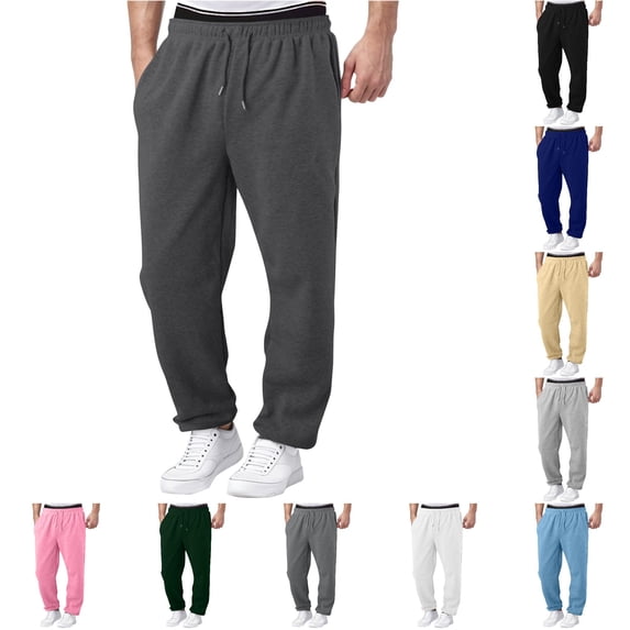 Mens Sweatpants Elastic Waist Drawstring Jogger Pants With Pockets Loose Straight Leg Casual Trousers For Everyday Casual Workout And Gym