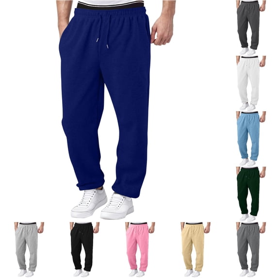 Mens Sweatpants Elastic Waist Drawstring Jogger Pants With Pockets Loose Straight Leg Casual Trousers For Everyday Casual Workout And Gym
