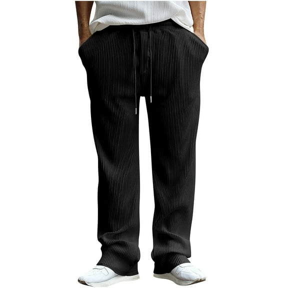 Mens Sweatpants Flare-Leg Drawstring Elastic Waist Athletic Pants with Pockets Casual Solid Comfort Bootcut Workout Trousers 2025