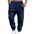 thumbnail image 1 of Mens Sweatpants, Fleece Cargo Joggers for Men with Pockets Solid Color Workout Running Elastic Waist Drawstring Jogger Pants, 1 of 9