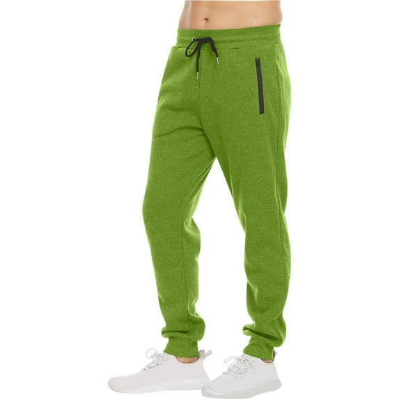 Mens Sweatpants Fleece Lined with Zipper Pockets and Drawstring Joggers Pants Casual Solid Color Elastic Waisted Tapered Leg Athletic Workout Pant