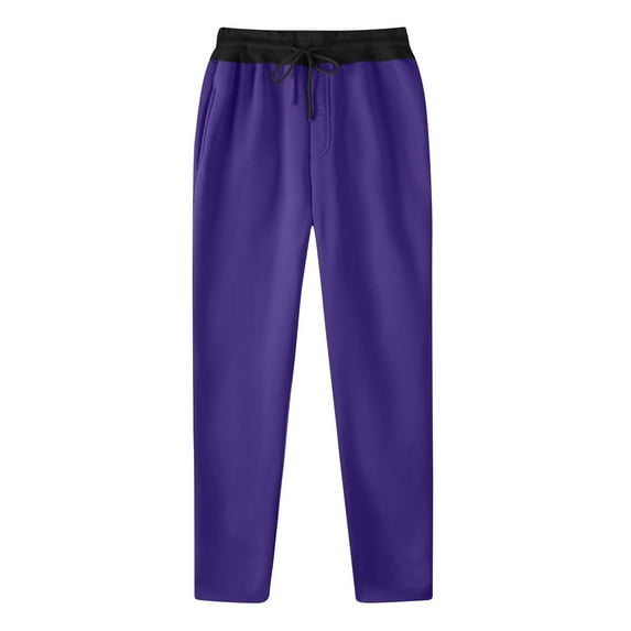 Mens Sweatpants Gym Drawstring Joggers Casual Pant Solid Color Elastic Waist Workout Pants with Pockets Purple M