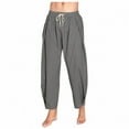 thumbnail image 1 of Mens Sweatpants Joggers, Men's Casual Linen High Waist Pants Drawstring Loose Fit Lightweight Summer Pants Trousers with Pockets S-3XL, 1 of 5