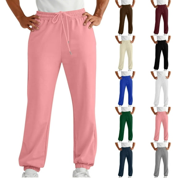 Mens Sweatpants Joggers with Pockets, Lightweight Quick Dry Athletic Workout Soft Pants for Gym, Yoga, Running,Travel, Work Pink M