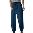 thumbnail image 1 of Mens Sweatpants Lightweight Joggers Quick Dry Silky Athletic Drawstring Pants Baggy Sweatpants with Pockets Gym Running (L, Navy-1), 1 of 2