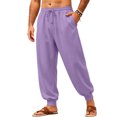thumbnail image 1 of Mens Sweatpants Loose Fit Joggers Tapered Leg Lounge Pants Drawstring Waist Cotton Sweat Pants with Pockets Purple M, 1 of 5