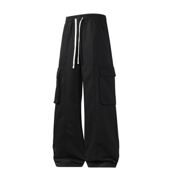 Mens Sweatpants, Men Baggy Parachute Pants Cargo Pants for Men Hip Hop Casual Drawstring Loose Fit Trousers with Pockets Streetwear