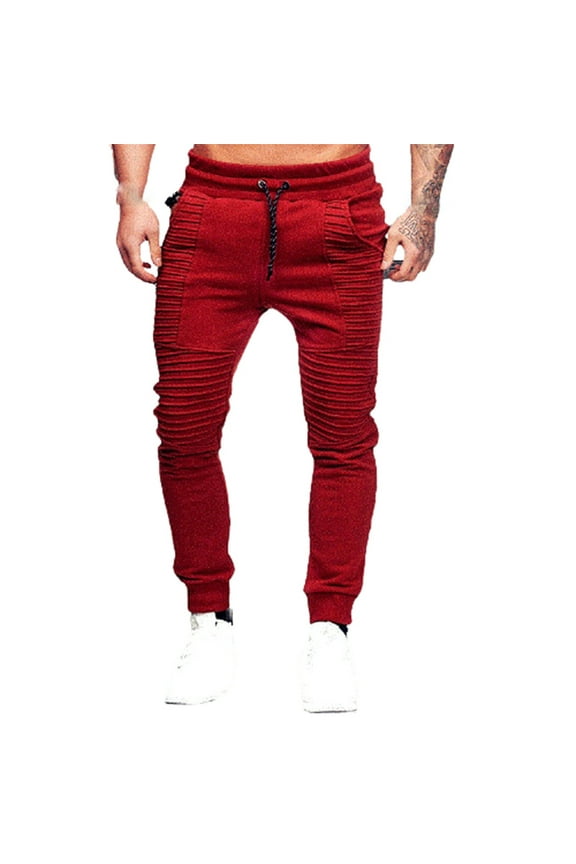 Mens Sweatpants Men'S Spring And Autumn Hip-Hop Design Sports Fitness Loose Trousers Red L