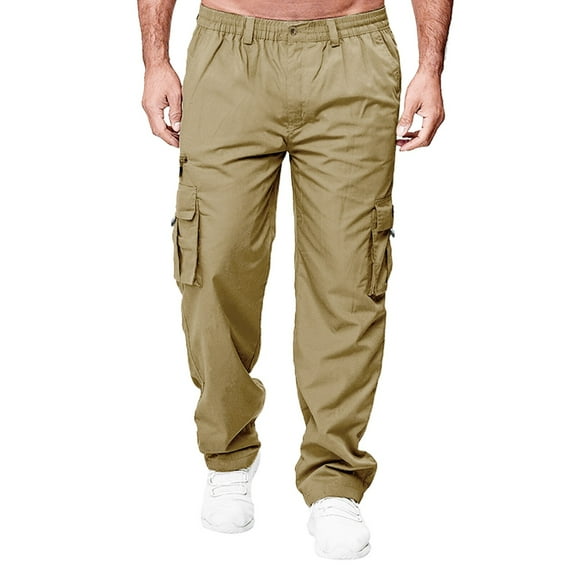 Mens Sweatpants,Men All Season Fit Pant Casual All Solid Color Pocket Trouser Overalls Beach Straight Leg Fitness Sports Pockets Pant,Cargo Pants for Men,Size:M