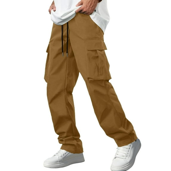 Mens Sweatpants,Men's Cargo Pants Casual Comfortable Elastic Waist Lightweight Breathable Outdoor Workwear Utility Trousers for Daily Wear Spring Summer,Cargo Pants for Men,Size:L