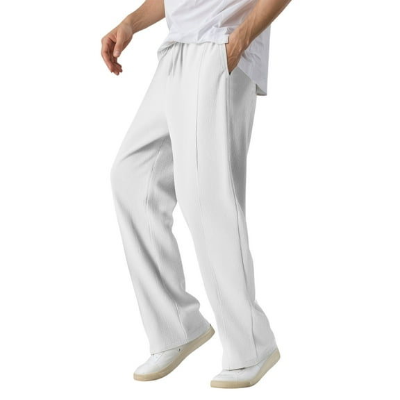 Mens Sweatpants,Men's Casual Linen Pants Comfortable Breathable Lightweight Relaxed Fit Solid Color Trousers with Pockets for Outdoor Travel,Cargo Pants for Men,Size:S