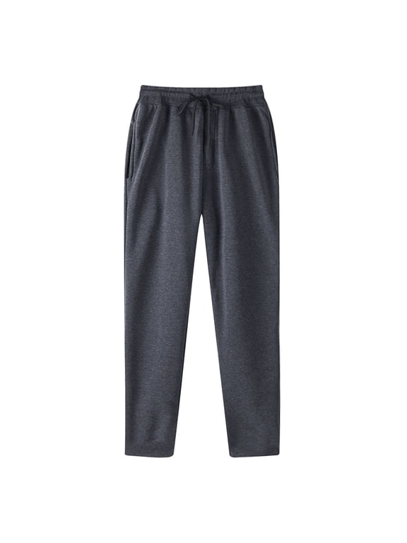 Mens Sweatpants Men's Fashion Drawstring Elastic Waist Solid Color Casual Sweat Length Pants