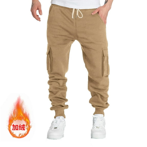 Mens Sweatpants, Men's Fleece Cargo Joggers Sweatpants Casual Drawstring Elastic Waist Gym Athletic Baggy Sweat Pants for Men with Pockets