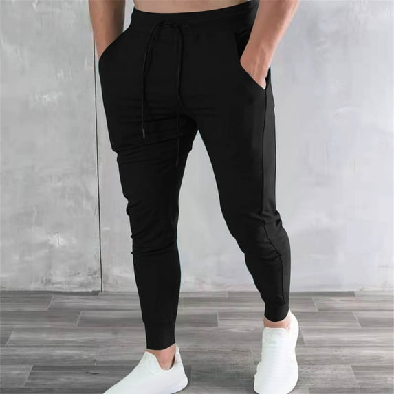 Mens Sweatpants, Men's Fleece Joggers with Zipper Pockets Winter Warm Pants Water Resistant Athletic Workout Gym Sweatpants for Men