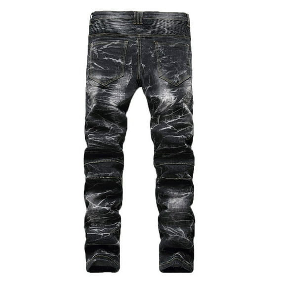 Mens Sweatpants,Men's Vintage Jeans Hole Denim Fold Wash Work Trousers Basic Pants,Cargo Pants for Men,Size:33