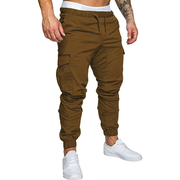 Mens Sweatpants,Mens Casual Solid Color Multi Pocket Overalls Casual Pants Trousers,Cargo Pants for Men,Size:XL