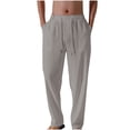 thumbnail image 1 of Mens Sweatpants, Mens Pants for Mens Linen Ruched Straight Leg Basic Long Leg Summer Fall 2026 Fashion, 1 of 5