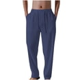 thumbnail image 1 of Mens Sweatpants, Mens Pants for Mens Linen Ruched Straight Leg Basic Long Leg Summer Fall 2026 Fashion, 1 of 5