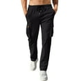 thumbnail image 1 of Mens Sweatpants Open Bottom 3Xl Mens Cargo Pants Men's Solid Casual Outdoor Straight Pant Type Fitness Trousers with Multiple Pockets Khaki Pants for Men, 1 of 9
