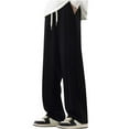 thumbnail image 1 of ZQUUVOU Mens Sweatpants Open Bottom Baggy Sweat Pants Sport Solid Casual Elastic Waist Pocket Pants Black, 1 of 6