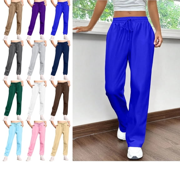 Mens Sweatpants Open Bottom Big and Tall Jogging Drawstring Lightweight with Pockets Sweat Pant Royal Blue S