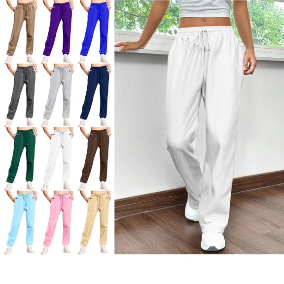 Mens Sweatpants Open Bottom Big and Tall Jogging Drawstring Lightweight with Pockets Sweat Pant White XL