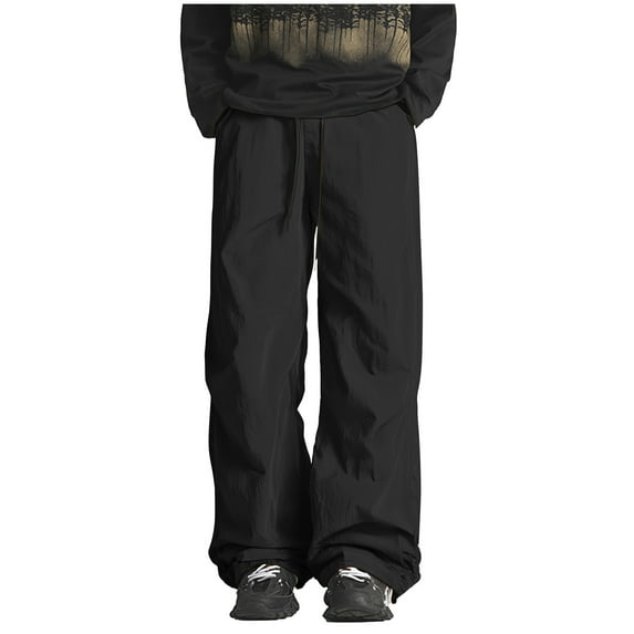 Mens Sweatpants, Parachute Cargo Pants Unisex Elastic High Waist Drawstring Jogger Trousers Hip Hop Baggy Y2k Aesthetic Streetwear