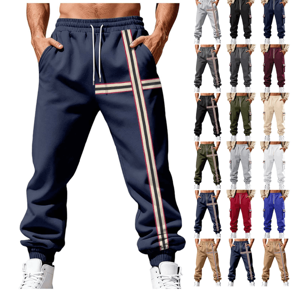 Mens Sweatpants Plus Size Soft Fleece Elastic Waist Drawstring Loose Joggers with Multi Pockets Casual Athletic Workout Mens Cargo Pants