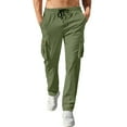thumbnail image 1 of Mens Sweatpants with Pockets Elastic Bottom Plus Size Cargo Pants For Men Solid Casual Multiple Pockets Outdoor Straight Type Fitness Pants Cargo Pants Trousers, 1 of 9