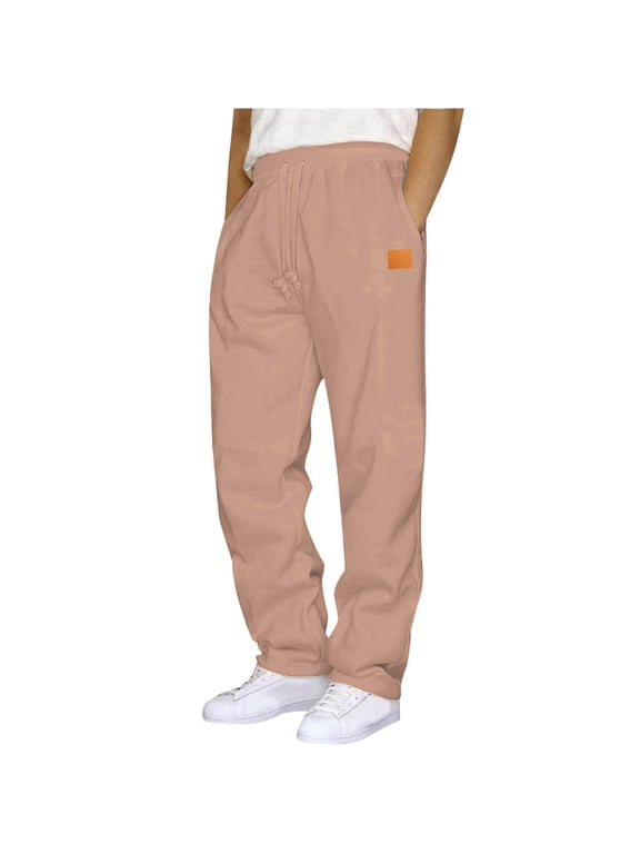 Mens Sweatpants with Pockets High Waisted Ultra Soft Textured Pants Loose Casual Baggy Stretchy Wide Leg Sweat Pants Athletic Lounge Fleece Jogger Sweatpant with Mutil Pockets