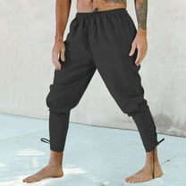 Mens Sweatpants with Pockets Solid Color Mid Waisted Fashion Loose Long Pant Retro Ankle Strap Lace Up Leggings Pants Travel Fall Hiking Outdoor Sport Pants