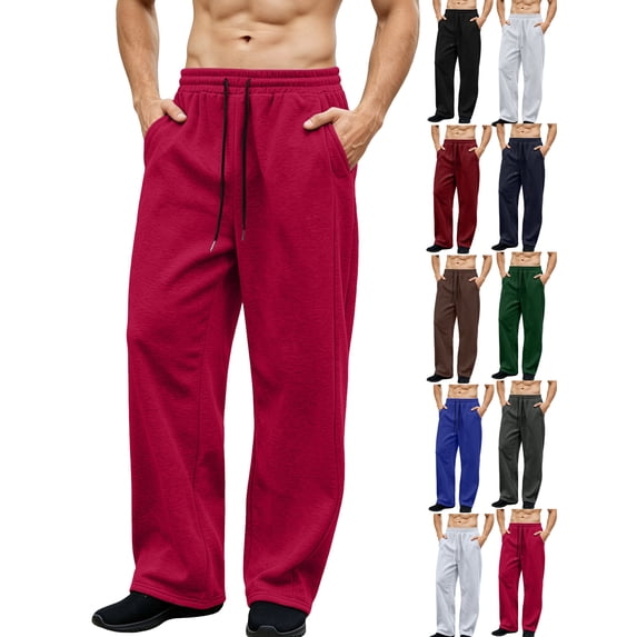 Mens Sweatpants Relaxed Wide Leg Fleece Sweatpant with Pockets and Drawstring (Available in Big & Tall)