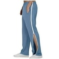 thumbnail image 1 of Mens Sweatpants Side Full Zippers Open Down Tear Away Pants Wide Leg Solid Color Athletic Pant with Pockets Blue XXL, 1 of 6