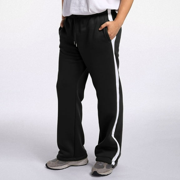 Mens Sweatpants Solid Relaxed Fit Athletic Pantss With Drawstring Fall Casual Trousers With Pocket Black XXXXL