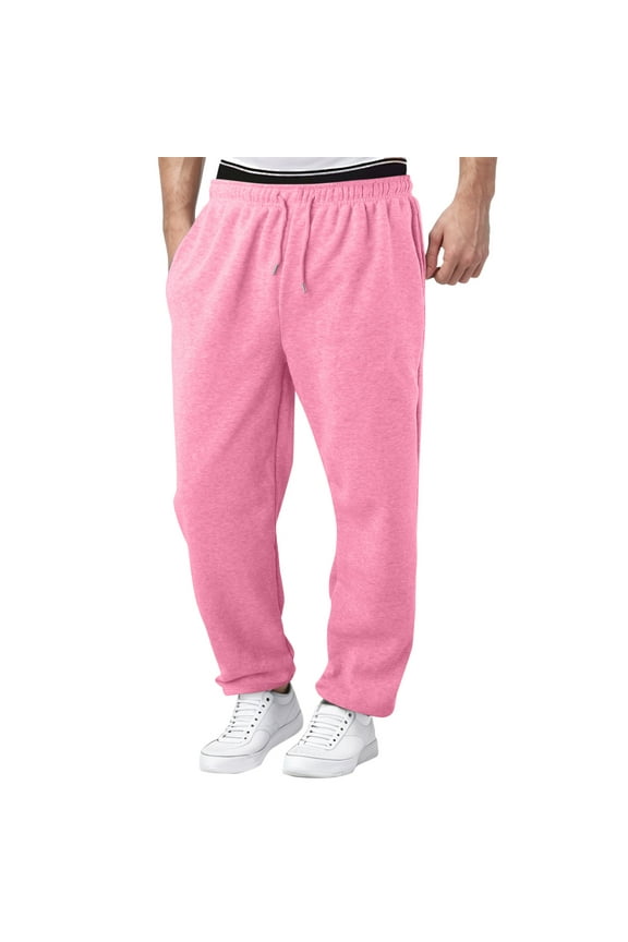 Mens Sweatpants Straight Leg Joggers Pants Workout with Pockets for Men Pink Sizes S-3XL