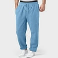 thumbnail image 1 of Mens Sweatpants Straight Wide Leg Casual Pants, High Resilient Elastic on Waist, No Elastic Open Trouser Leg Sweat Pants (Light Blue M), 1 of 8