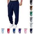 thumbnail image 1 of Mens Sweatpants Stylish Elastic Waist Drawstring Cuffed Sweatpants Loose Lounge Casual Sweatpants for Outdoor Sports with Pockets Navy L, 1 of 7