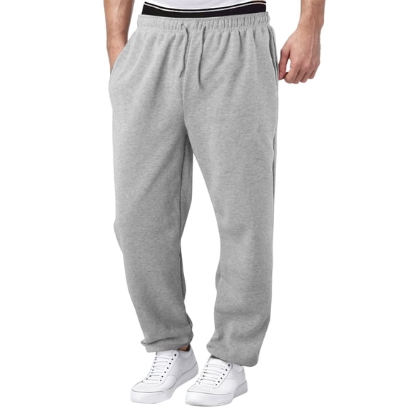 Mens Sweatpants Tall Elastic Waist Drawstring Active Athletic Workout Jogger Sweatpants Relaxed Fit Sweat Pants with Pockets,Silver,L