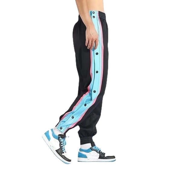 Mens Sweatpants Tear Away Basketball Pants 2 Side Zippers Snap Off Full Open Down Sweatpants Leg Post Surgery Pant With Pockets Track Jogger Athletic Bottom Running Elastic Waist Sport Pants