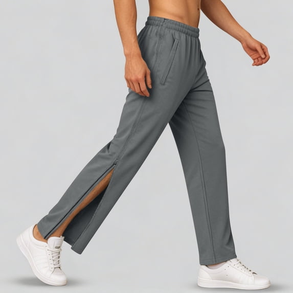 Mens Sweatpants Tear Away Basketball Pants with 2 Side Zippers Open Down Sweatpants for Men Color Grey Size S