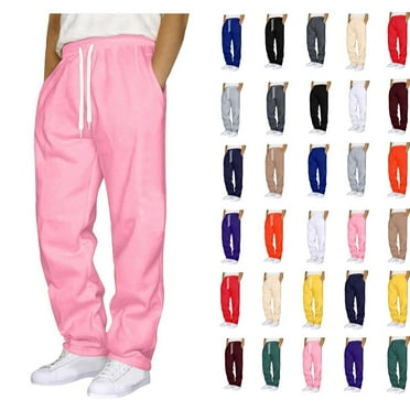 Mens Sweatpants Wide Staight Leg Pants Workout Elastic Waist Drawstring Trousers with Pockets Loose Lounge Jogger Pants
