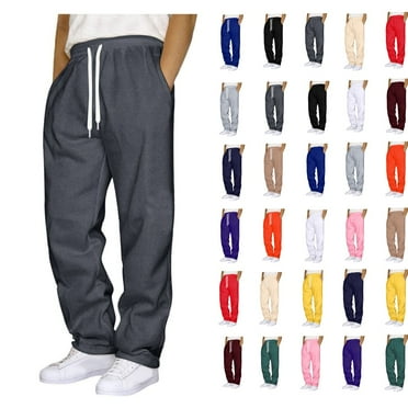 Mens Sweatpants Wide Staight Leg Pants Workout Elastic Waist Drawstring Trousers with Pockets Loose Lounge Jogger Pants