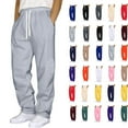 thumbnail image 1 of Mens Sweatpants Wide Staight Leg Pants Workout Elastic Waist Drawstring Trousers with Pockets Loose Lounge Jogger Pants, 1 of 7