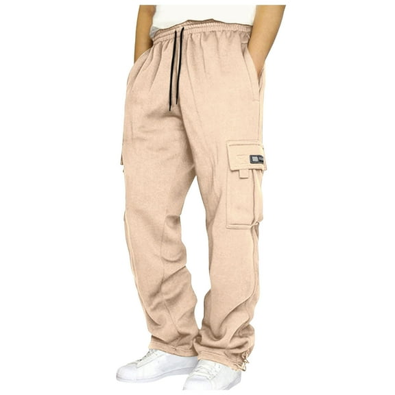 Mens Sweatpants With Pockets Mens Cargo Pants Casual Joggers Hiking Pants Loose Straight Athletic Workout Sweatpants with Pockets