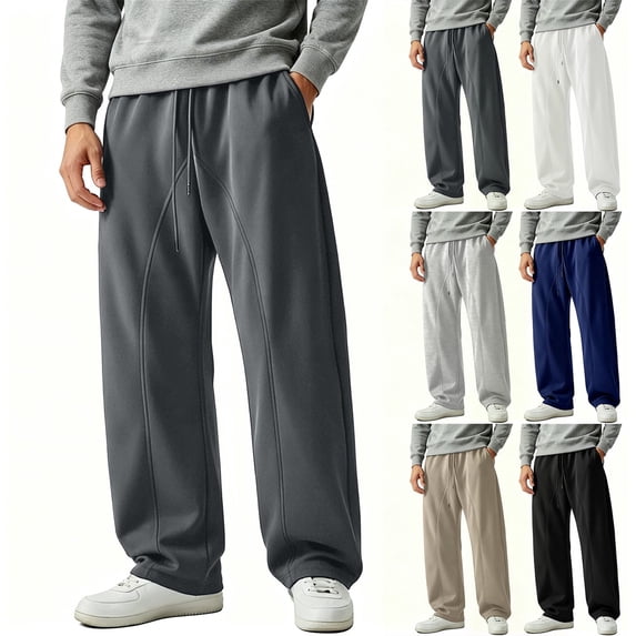 Mens Sweatpants with Pockets Drawstring Elastic Waist Sweat Loose Wide Leg With Pockets All Season Comfort